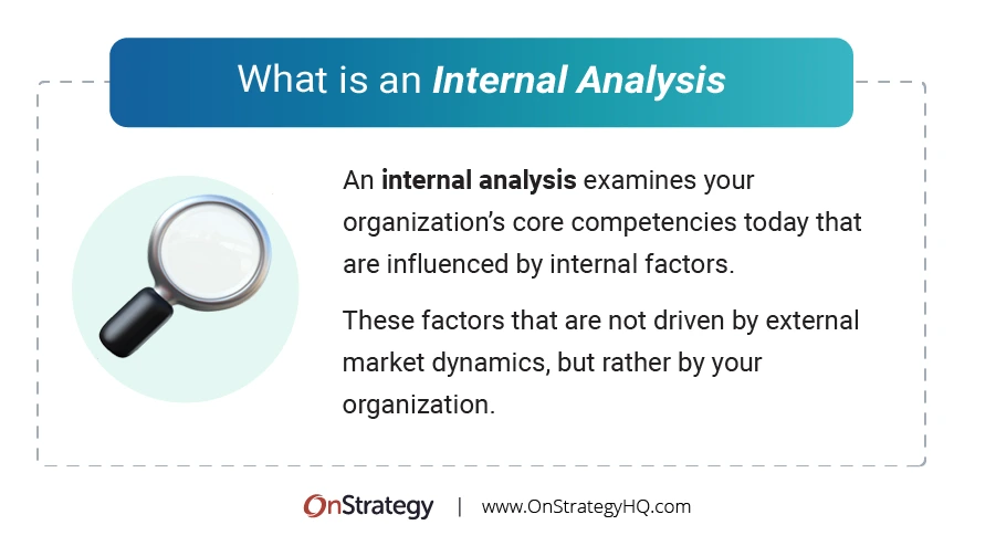 What is an internal analysis?