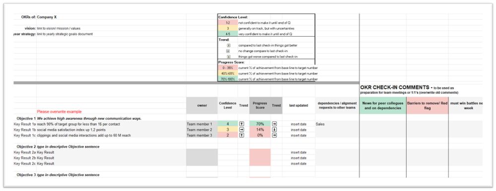 Excel OKR template